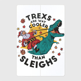 Магнитный плакат 2Х3 с принтом T-Rex Christmas в Курске, Полимерный материал с магнитным слоем | 6 деталей размером 9*9 см | art | christmas | dinosaur | drawing | gifts | new year | santa claus | tirex | toys | tyrannosaurus | арт | дед мороз | динозавр | игрушки | новый год | подарки | рисунок | рождество | санта клаус | тираннозавр | тирекс