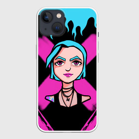 Чехол для iPhone 13 с принтом JINX 2D | СИНЕГОЛОВАЯ в Курске,  |  | arcane | arcane league of legends | cartoon | jinx | league of legends | mult | stim punk | stimpunk | аркеин | аркейн | джинкс | мульт | мультик | паудер | порох | психопатка | синеголовая | синий хвост | стим панк | стимпанк