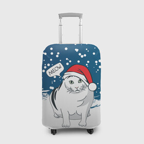 Чехол для чемодана 3D с принтом НОВОГОДНИЙ КОТ БЕНДЕР (МЕМ) в Курске, 86% полиэфир, 14% спандекс | двустороннее нанесение принта, прорези для ручек и колес | 2022 | 22 | bender | cat | christmas | meme | memes | meow | merry | new | snow | winter | year | бендер | год | зима | кот | кошка | мем | мемы | мяй | новый | рождество | снег | толстый