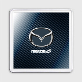 Магнит 55*55 с принтом MAZDA 6 - Карбон в Курске, Пластик | Размер: 65*65 мм; Размер печати: 55*55 мм | auto | logo | mazda | mazda 6 | moto | symbol | авто | автомобиль | гонки | знак | карбон | лого | логотип | логотипы | мазда | марка | машина | мото | символ | символы