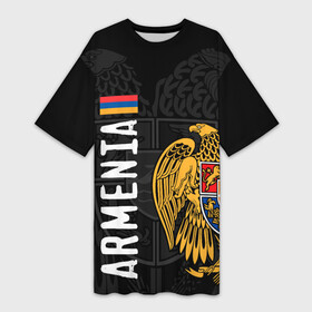 Платье-футболка 3D с принтом АРМЕНИЯ  ARMENIA в Курске,  |  | armenia | армения | армения сборная форма | армения форма | герб | лев | орёл | тигр | флаг | форма армении | форма армения | форма сборной армении