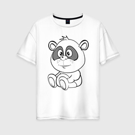 Женская футболка хлопок Oversize с принтом Пандочка в подгузниках в Курске, 100% хлопок | свободный крой, круглый ворот, спущенный рукав, длина до линии бедер
 | веселье | детские | для девушек | для детей | китай | медведь | медвежонок | мультики | панда | пандочка | сказка | сказочные | удивление