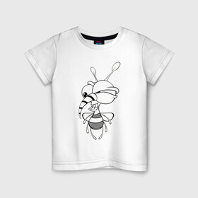 Детская футболка хлопок с принтом Злой комаришка в Курске, 100% хлопок | круглый вырез горловины, полуприлегающий силуэт, длина до линии бедер | веселье | детские | для девушек | для детей | змей горыныч | комар | комарик | крылья | мультики | муха | насекомые | сказка | сказочные