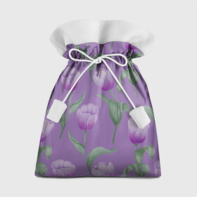 Подарочный 3D мешок с принтом Фиолетовые тюльпаны с зелеными листьями в Курске, 100% полиэстер | Размер: 29*39 см | Тематика изображения на принте: 8 марта | flowers | leaves | nature | tulips | ботаническая иллюстрация | день рождения | зеленый | листья | природа | растения | тюльпаны | фиолетовый | цветы