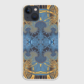 Чехол для iPhone 13 с принтом Коллекция Фрактальная мозаика Желто-синий 292-6-n11-2 в Курске,  |  | blue | fractal | light | pattern | symmetrical | yellow | желтый | светлый | симметричный | узор | фрактал