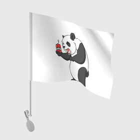 Флаг для автомобиля с принтом Взрывная панда в Курске, 100% полиэстер | Размер: 30*21 см | bomb | dinamit | panda | бомба | динамит | животное | панда