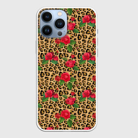 Чехол для iPhone 13 Pro Max с принтом Шкура Леопарда в Цветах в Курске,  |  | jaguar | leopard | ocelot | predator | гепард | дикая кошка | животное | зверь | кот | красота | леопард | леопардовые пятна | оцелот | розы | хищная кошка | хищник | цветник | цветы | ягуар