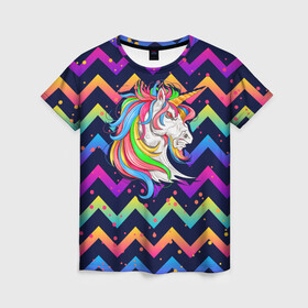 Женская футболка 3D с принтом Cерьезный Единорог Frowning Unicorn в Курске, 100% полиэфир ( синтетическое хлопкоподобное полотно) | прямой крой, круглый вырез горловины, длина до линии бедер | angry | neon | unicorn | единорог | злой | кислотный | конь | лошадь | неон | пони | радуга | радужный | сердитый | серьезный | хмурый | юникорн