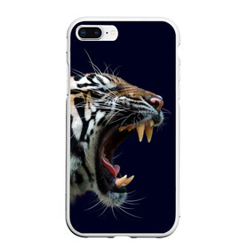 Чехол для iPhone 7Plus/8 Plus матовый с принтом Оскал тигра | Большая кошка в Курске, Силикон | Область печати: задняя сторона чехла, без боковых панелей | 2022 | big teeth | fangs | grin | tiger | tigr | tigris | большая кошка | большие зубы | клыки | новый год | оскалиться | острые клыки | полосатая кошка | скалить | скалить зубы | тигр