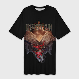 Платье-футболка 3D с принтом Led Zeppelin Wings в Курске,  |  | alternative | led zeppelin | metall | music | rock | альтернатива | лед зеппелин | лэд зепелин | металл | музыка | рок