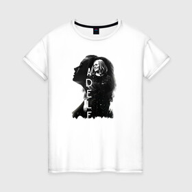 Женская футболка хлопок с принтом профиль Adele в Курске, 100% хлопок | прямой крой, круглый вырез горловины, длина до линии бедер, слегка спущенное плечо | Тематика изображения на принте: девушка | имя | надпись | певица | профиль