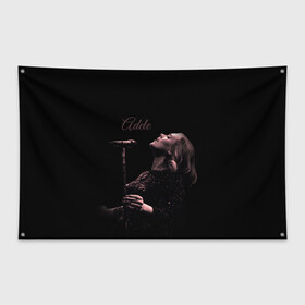 Флаг-баннер с принтом Песнь Адель в Курске, 100% полиэстер | размер 67 х 109 см, плотность ткани — 95 г/м2; по краям флага есть четыре люверса для крепления | девушка | имя | микрофон | певица | песня