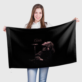 Флаг 3D с принтом Песнь Адель в Курске, 100% полиэстер | плотность ткани — 95 г/м2, размер — 67 х 109 см. Принт наносится с одной стороны | девушка | имя | микрофон | певица | песня