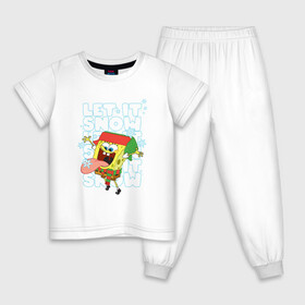 Детская пижама хлопок с принтом LET IT SNOW ГУБКА БОБ в Курске, 100% хлопок |  брюки и футболка прямого кроя, без карманов, на брюках мягкая резинка на поясе и по низу штанин
 | 2022 | 22 | bikini | bob | bottom | brbyb | christmas | merry | new | ocean | sea | sponge | spongebob | squarepants | water | year | бикини | боб | боттом | вода | год | губка | дно | квадратные | море | новый | океан | рождество | спанч |