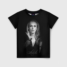 Детская футболка 3D с принтом Adele Icon в Курске, 100% гипоаллергенный полиэфир | прямой крой, круглый вырез горловины, длина до линии бедер, чуть спущенное плечо, ткань немного тянется | девушка | имя | микрофон | певица | фото