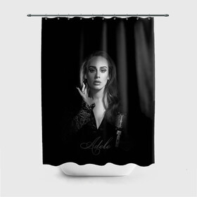 Штора 3D для ванной с принтом Adele Icon в Курске, 100% полиэстер | плотность материала — 100 г/м2. Стандартный размер — 146 см х 180 см. По верхнему краю — пластиковые люверсы для креплений. В комплекте 10 пластиковых колец | девушка | имя | микрофон | певица | фото