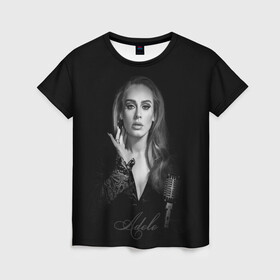 Женская футболка 3D с принтом Adele Icon в Курске, 100% полиэфир ( синтетическое хлопкоподобное полотно) | прямой крой, круглый вырез горловины, длина до линии бедер | Тематика изображения на принте: девушка | имя | микрофон | певица | фото