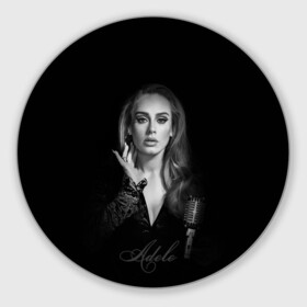 Круглый коврик для мышки с принтом Adele Icon в Курске, резина и полиэстер | круглая форма, изображение наносится на всю лицевую часть | Тематика изображения на принте: девушка | имя | микрофон | певица | фото