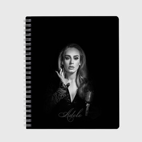 Тетрадь с принтом Adele Icon в Курске, 100% бумага | 48 листов, плотность листов — 60 г/м2, плотность картонной обложки — 250 г/м2. Листы скреплены сбоку удобной пружинной спиралью. Уголки страниц и обложки скругленные. Цвет линий — светло-серый
 | девушка | имя | микрофон | певица | фото