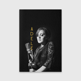 Обложка для паспорта матовая кожа с принтом Певица Adele в Курске, натуральная матовая кожа | размер 19,3 х 13,7 см; прозрачные пластиковые крепления | Тематика изображения на принте: девушка | имя | микрофон | надпись | певица