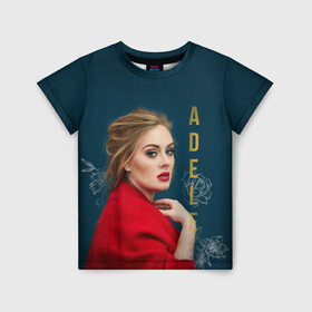 Детская футболка 3D с принтом Portrait Adele в Курске, 100% гипоаллергенный полиэфир | прямой крой, круглый вырез горловины, длина до линии бедер, чуть спущенное плечо, ткань немного тянется | Тематика изображения на принте: имя | лицо | надпись | певица | портрет