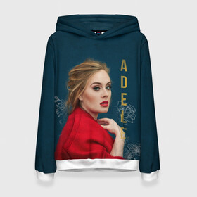 Женская толстовка 3D с принтом Portrait Adele в Курске, 100% полиэстер  | двухслойный капюшон со шнурком для регулировки, мягкие манжеты на рукавах и по низу толстовки, спереди карман-кенгуру с мягким внутренним слоем. | имя | лицо | надпись | певица | портрет