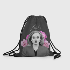Рюкзак-мешок 3D с принтом Flowers Adele в Курске, 100% полиэстер | плотность ткани — 200 г/м2, размер — 35 х 45 см; лямки — толстые шнурки, застежка на шнуровке, без карманов и подкладки | имя | надпись | певица | текстура | цветы