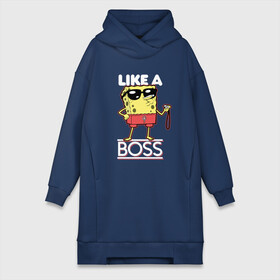 Платье-худи хлопок с принтом LIKE A BOSS | ГУБКА БОБ в Курске,  |  | a | bikini | bob | boss | bottom | brbyb | like | ocean | sea | sponge | spongebob | squarepants | water | бикини | боб | босс | боттом | вода | губка | дно | квадратные | лайк | море | океан | спанч | штаны