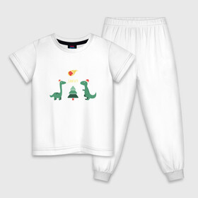 Детская пижама хлопок с принтом динозаврики и елка в Курске, 100% хлопок |  брюки и футболка прямого кроя, без карманов, на брюках мягкая резинка на поясе и по низу штанин
 | Тематика изображения на принте: дед мороз | динозавр | ёлка | зима | игрушки | новый год | снегурка