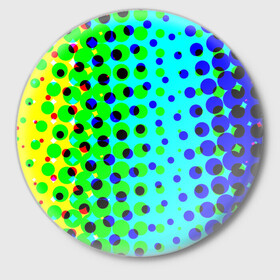 Значок с принтом Цветная кислота в Курске,  металл | круглая форма, металлическая застежка в виде булавки | Тематика изображения на принте: абстракция | круги | радуга | цветной | яркий