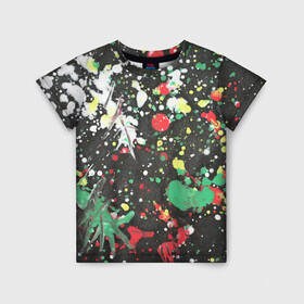 Детская футболка 3D с принтом Кляксомания в Курске, 100% гипоаллергенный полиэфир | прямой крой, круглый вырез горловины, длина до линии бедер, чуть спущенное плечо, ткань немного тянется | абстракция | кляксы | мазки | пестрый | пятна | цветной