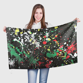 Флаг 3D с принтом Кляксомания в Курске, 100% полиэстер | плотность ткани — 95 г/м2, размер — 67 х 109 см. Принт наносится с одной стороны | абстракция | кляксы | мазки | пестрый | пятна | цветной