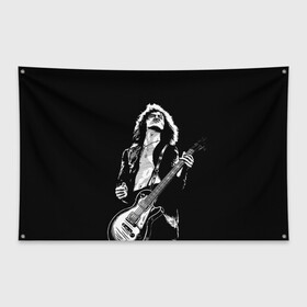 Флаг-баннер с принтом Джимми Пэйдж Art в Курске, 100% полиэстер | размер 67 х 109 см, плотность ткани — 95 г/м2; по краям флага есть четыре люверса для крепления | alternative | led zeppelin | metall | music | rock | альтернатива | лед зеппелин | лэд зепелин | металл | музыка | рок
