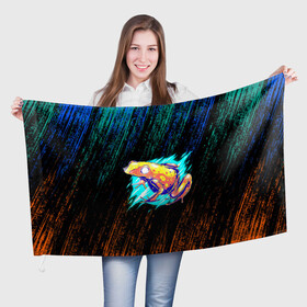 Флаг 3D с принтом Жаба цветная абстрактная в Курске, 100% полиэстер | плотность ткани — 95 г/м2, размер — 67 х 109 см. Принт наносится с одной стороны | болото | жабы | ква | лягушка | неон