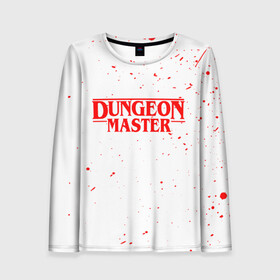 Женский лонгслив 3D с принтом DUNGEON MASTER BLOOD ГАЧИМУЧИ БЕЛЫЙ в Курске, 100% полиэстер | длинные рукава, круглый вырез горловины, полуприлегающий силуэт | aniki | billy | boss | boy | bucks | dark | deep | door | dungeon | fantasy | gachi | gachimuchi | gym | hundred | master | muchi | next | stranger | the | things | three | van | wee | билли | ван | гачи | гачимучи | дела | мучи | 