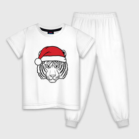 Детская пижама хлопок с принтом Тигр в новогодней шапке. в Курске, 100% хлопок |  брюки и футболка прямого кроя, без карманов, на брюках мягкая резинка на поясе и по низу штанин
 | Тематика изображения на принте: 2022 | happy new year | merry christmas | год тигра | зима близко | нг | новогодний | новогодний тигр | новый год | новый год 2022 | праздник | рождество | символ 2022 года | тигр