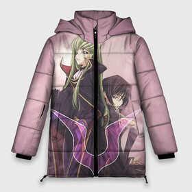 Женская зимняя куртка Oversize с принтом Code Geass Лелуш Ламперуж и C C в Курске, верх — 100% полиэстер; подкладка — 100% полиэстер; утеплитель — 100% полиэстер | длина ниже бедра, силуэт Оверсайз. Есть воротник-стойка, отстегивающийся капюшон и ветрозащитная планка. 

Боковые карманы с листочкой на кнопках и внутренний карман на молнии | c2 | cc | code | forest witch | grey witch | lelouch lamperouge | pizza girl | британский | гиас | код | лелуш | лелуш ламперуж | сиси