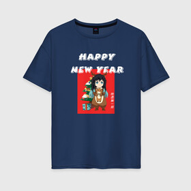 Женская футболка хлопок Oversize с принтом Муитиро Токито | новый год в Курске, 100% хлопок | свободный крой, круглый ворот, спущенный рукав, длина до линии бедер
 | kimetsu no yaiba | muichirou tokitou | клинок | муитиро токито | новогодний | новый год | рассекающий демонов