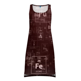 Платье-майка 3D с принтом Fe - Таблица Менделеева в Курске, 100% полиэстер | полуприлегающий силуэт, широкие бретели, круглый вырез горловины, удлиненный подол сзади. | fe | для студентов | для физиков | для химиков | железо | наука | таблица менделеева | ученым | физика | химия | элемент
