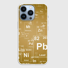 Чехол для iPhone 13 Pro с принтом Pb   таблица Менделеева в Курске,  |  | pb | для физиков | для химиков | менделеев | наука | песочные | свинец | студентам | таблица менделеева | физика | химия