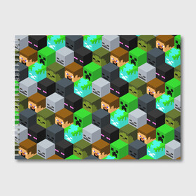 Альбом для рисования с принтом MINECRAFT PATTERN МАЙНКРАФТ УЗОР в Курске, 100% бумага
 | матовая бумага, плотность 200 мг. | block | craft | creeper | cube | dungeons | game | games | logo | mine | minecraft | miner | pattern | pixel | zombie | блок | геометрия | данжен | зомби | игра | игры | крафт | крипер | кубики | лого | логотип | майкрафт | майн | майнкрафт | 
