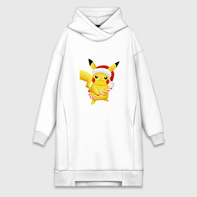 Платье-худи хлопок с принтом Пикачу Рождество в Курске,  |  | pikachu | pokemon | новогодний пикачу | новый год пикачу | пикачу | покемон | рождество