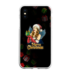 Чехол для iPhone XS Max матовый с принтом Merry Christmas Снегурочка с подарком. в Курске, Силикон | Область печати: задняя сторона чехла, без боковых панелей | 2022 | happy new year | merry christmas | год тигра | зима близко | нг | новогодний | новый год | новый год 2022 | подарки | праздник | рождество | символ 2022 года | снегурочка | снежинки