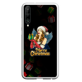 Чехол для Honor P30 с принтом Merry Christmas Снегурочка с подарком. в Курске, Силикон | Область печати: задняя сторона чехла, без боковых панелей | Тематика изображения на принте: 2022 | happy new year | merry christmas | год тигра | зима близко | нг | новогодний | новый год | новый год 2022 | подарки | праздник | рождество | символ 2022 года | снегурочка | снежинки