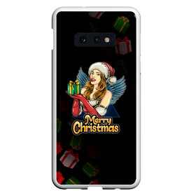 Чехол для Samsung S10E с принтом Merry Christmas Снегурочка с подарком. в Курске, Силикон | Область печати: задняя сторона чехла, без боковых панелей | 2022 | happy new year | merry christmas | год тигра | зима близко | нг | новогодний | новый год | новый год 2022 | подарки | праздник | рождество | символ 2022 года | снегурочка | снежинки