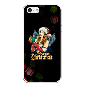 Чехол для iPhone 5/5S матовый с принтом Merry Christmas Снегурочка с подарком. в Курске, Силикон | Область печати: задняя сторона чехла, без боковых панелей | 2022 | happy new year | merry christmas | год тигра | зима близко | нг | новогодний | новый год | новый год 2022 | подарки | праздник | рождество | символ 2022 года | снегурочка | снежинки