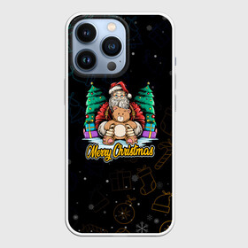 Чехол для iPhone 13 Pro с принтом Санта с плюшевым мишкой в Курске,  |  | 2022 | happy new year | merry christmas | santa | зима близко | нг | новогодний | новый год | новый год 2022 | рождество | санта | символ 2022 года | снег | снежинки