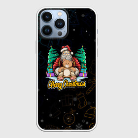 Чехол для iPhone 13 Pro Max с принтом Санта с плюшевым мишкой в Курске,  |  | 2022 | happy new year | merry christmas | santa | зима близко | нг | новогодний | новый год | новый год 2022 | рождество | санта | символ 2022 года | снег | снежинки