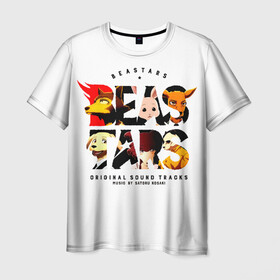 Мужская футболка 3D с принтом Логотип Beastars в Курске, 100% полиэфир | прямой крой, круглый вырез горловины, длина до линии бедер | anime | beastars | legosi | manga | regoshi | wolf | аниме | бастерс | беастарс | биастарс | бистар | брови | волк | выдающиеся звери | дегоси | животные | киби | кью | легом | легоси | легоши | мальчикволк | манга