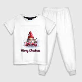 Детская пижама хлопок с принтом Рождественский гномик в Курске, 100% хлопок |  брюки и футболка прямого кроя, без карманов, на брюках мягкая резинка на поясе и по низу штанин
 | гномик | детство | игрушка | новый год | праздник | рождество